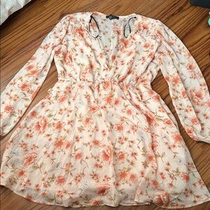 Forever 21 Floral Ruffle Blouse in Orange and Cream